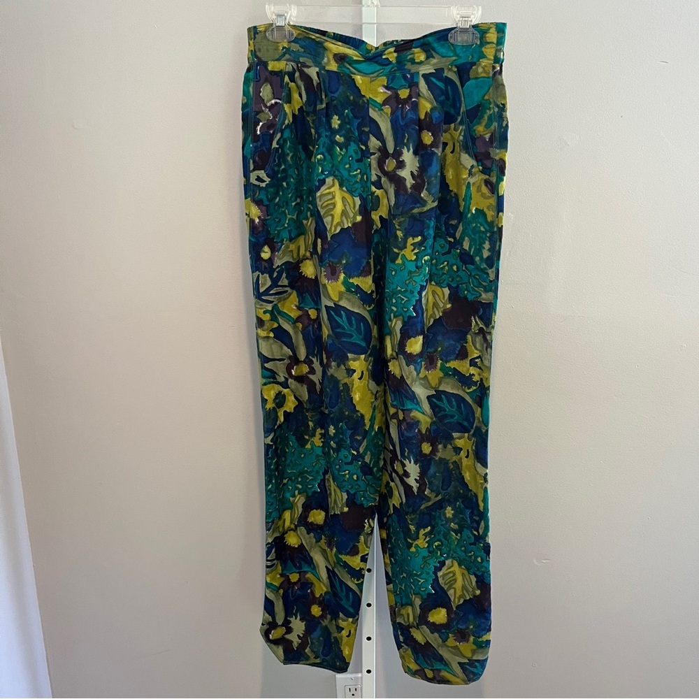 Galinda Wang green/blue floral pants size M VINTAGE GOODNESS